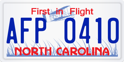 NC license plate AFP0410