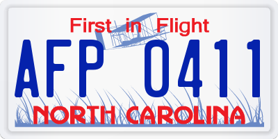 NC license plate AFP0411