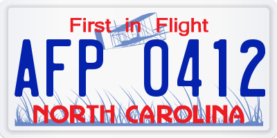 NC license plate AFP0412