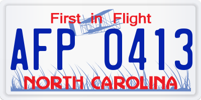 NC license plate AFP0413
