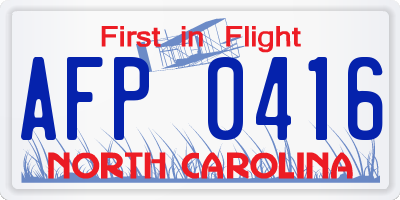 NC license plate AFP0416