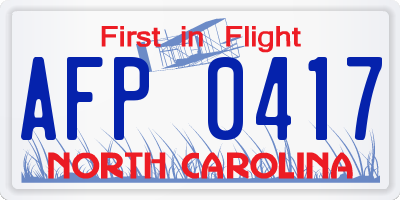 NC license plate AFP0417