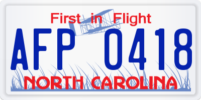 NC license plate AFP0418