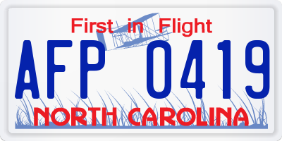 NC license plate AFP0419
