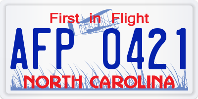 NC license plate AFP0421