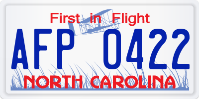 NC license plate AFP0422