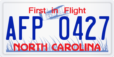NC license plate AFP0427