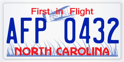 NC license plate AFP0432