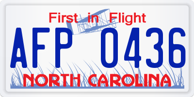 NC license plate AFP0436