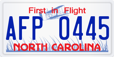 NC license plate AFP0445