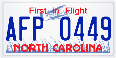 NC license plate AFP0449