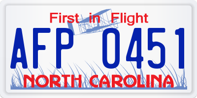 NC license plate AFP0451