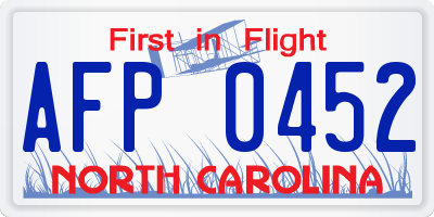NC license plate AFP0452