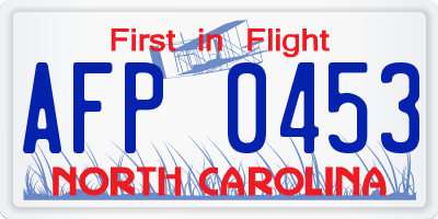 NC license plate AFP0453