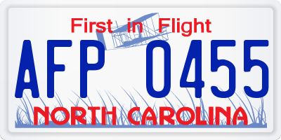 NC license plate AFP0455