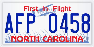 NC license plate AFP0458