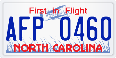 NC license plate AFP0460