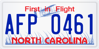 NC license plate AFP0461