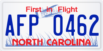 NC license plate AFP0462