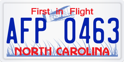 NC license plate AFP0463