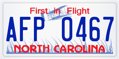 NC license plate AFP0467
