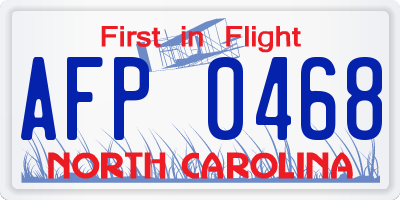 NC license plate AFP0468