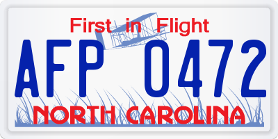NC license plate AFP0472