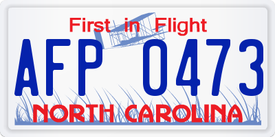 NC license plate AFP0473