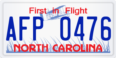 NC license plate AFP0476