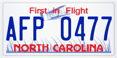 NC license plate AFP0477