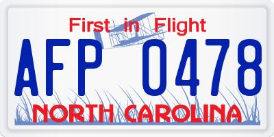 NC license plate AFP0478