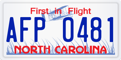 NC license plate AFP0481