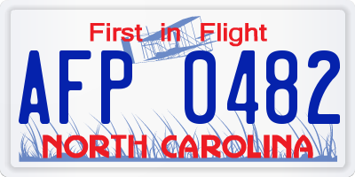 NC license plate AFP0482