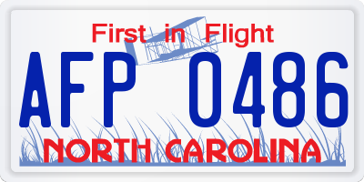 NC license plate AFP0486