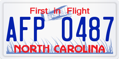 NC license plate AFP0487