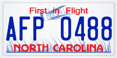 NC license plate AFP0488