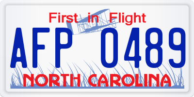 NC license plate AFP0489