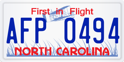 NC license plate AFP0494