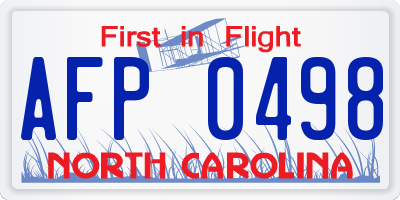 NC license plate AFP0498