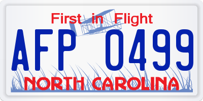 NC license plate AFP0499