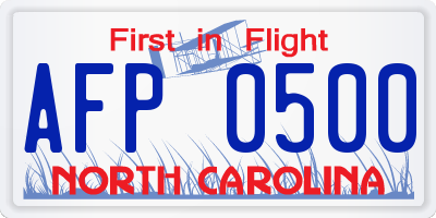 NC license plate AFP0500