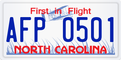 NC license plate AFP0501
