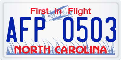 NC license plate AFP0503