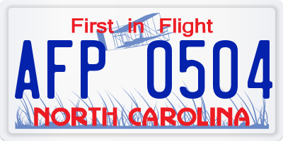 NC license plate AFP0504