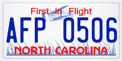 NC license plate AFP0506