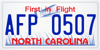 NC license plate AFP0507