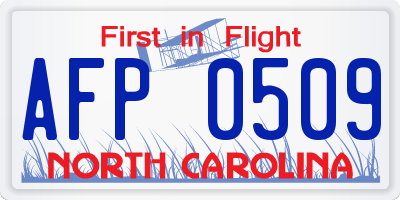 NC license plate AFP0509