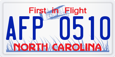 NC license plate AFP0510