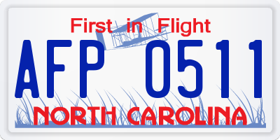 NC license plate AFP0511