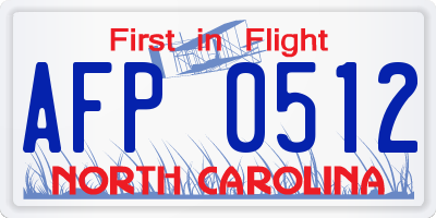 NC license plate AFP0512